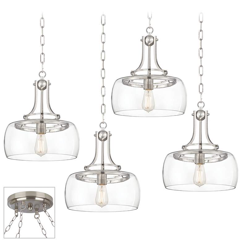 Image 1 Charleston Brushed Nickel and Glass 4-Light Swag Chandelier