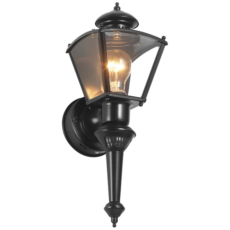 Image 1 Charleston Coach 16 1/2 inch High Black Finish Motion Sensor Outdoor Light