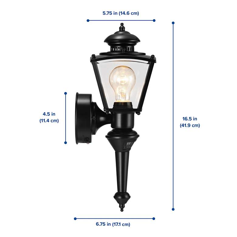 Image 4 Charleston Coach 16 1/2 inch High Black Finish Motion Sensor Outdoor Light more views