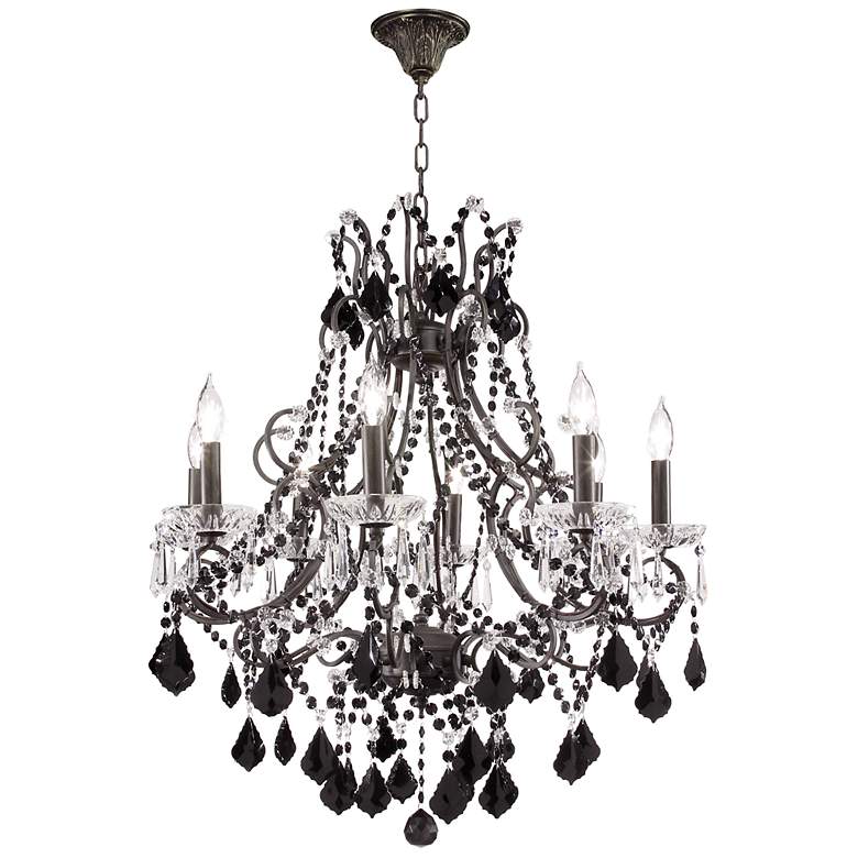 Image 1 Charleston Collection 28” Black Crystal Chandelier