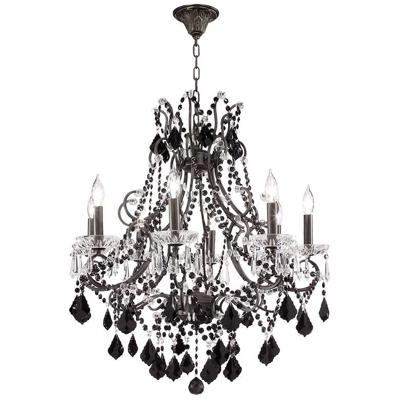 Image 1 Charleston Collection 28&#8221; Black Crystal Chandelier