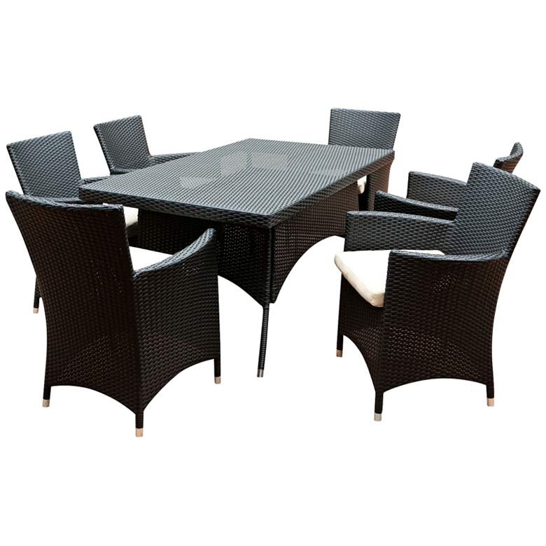 Image 1 Charleston Outdoor Black Wicker 7-Piece Dining Set