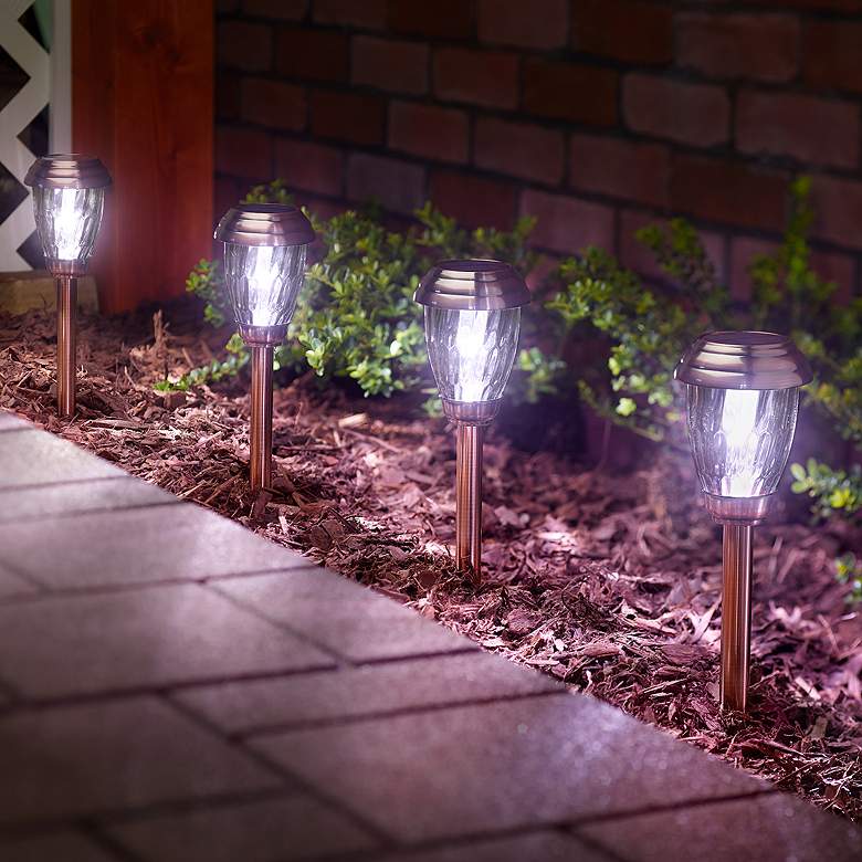 Image 3 Charleston12 inch High Copper Solar LED Path Lights Set of 6 more views
