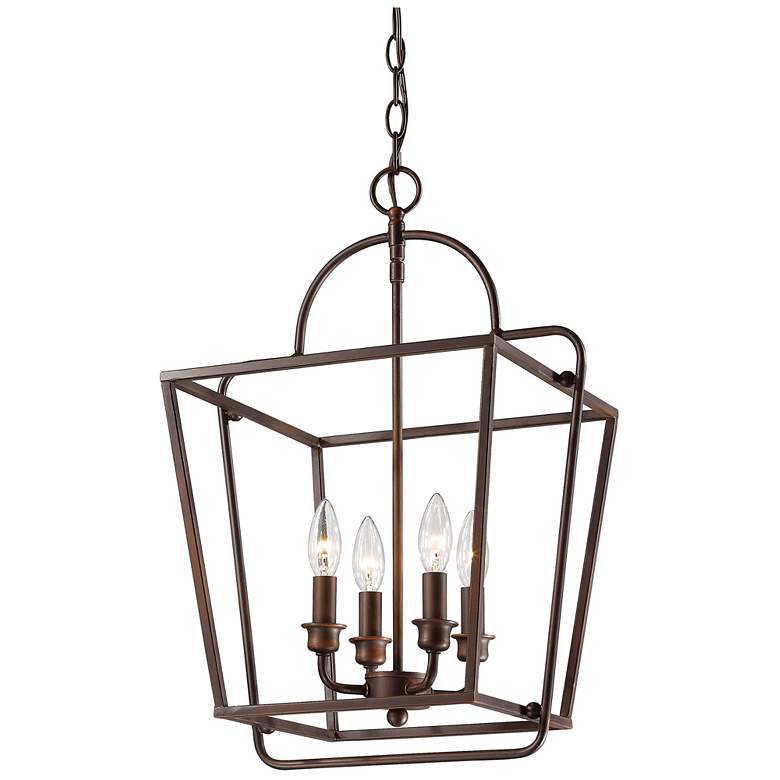 Image 1 Charlie 15" Wide Rubbed Bronze 4-Light Pendant