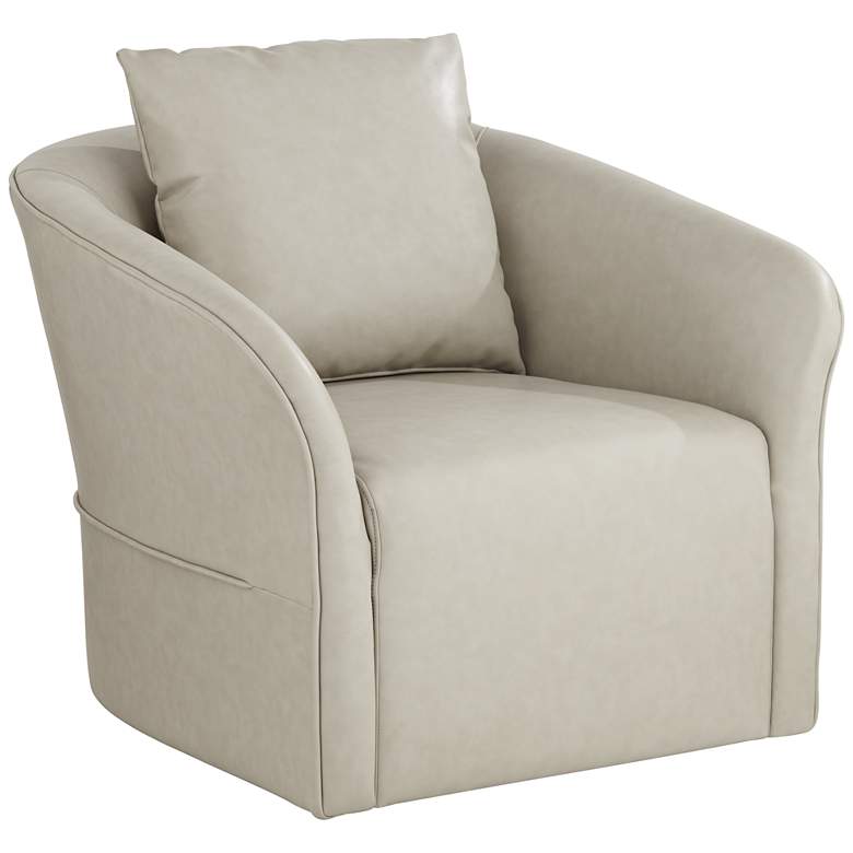 Image 3 Charlie Crème Faux Leather Swivel Chair