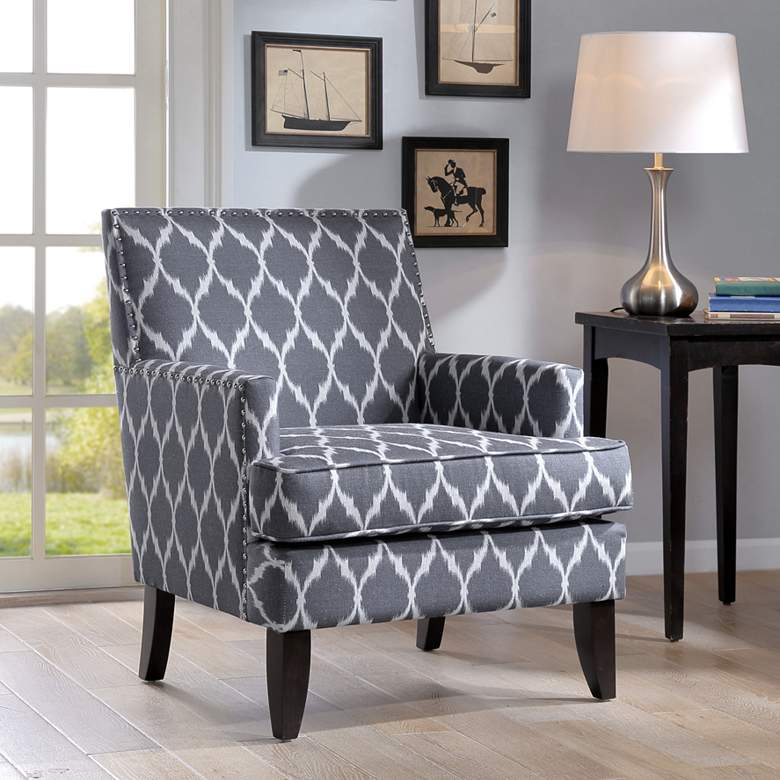 Image 1 Charlie Gray and White Track Arm Club Chair