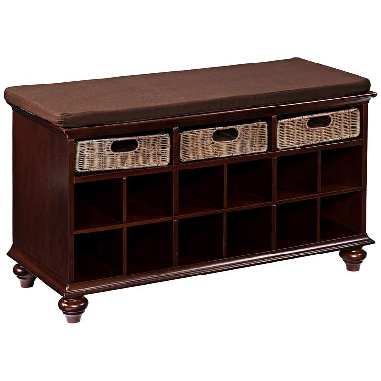 Image 1 Charlie Warm Espresso Wood Shoe Storage Bench
