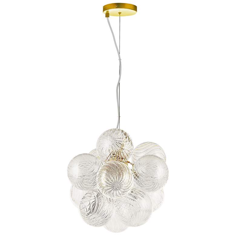 Image 1 Charlize 13.5" Wide 3-Light Aged Brass Finish Pendant w/ Glass Shade