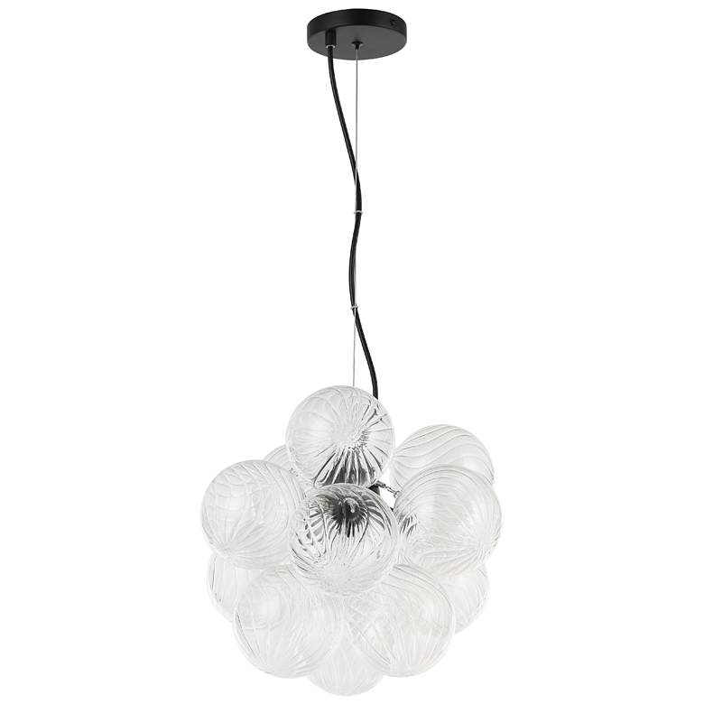 Image 1 Charlize 13.5" Wide 3-Light Matte Black Finish Pendant w/ Glass Shade