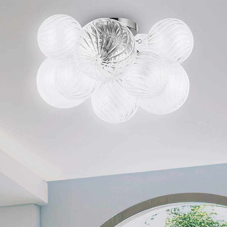 Image 2 Charlize 14.5"W 3 Light Chrome Flush Mount w/ Clear Spiral Glass