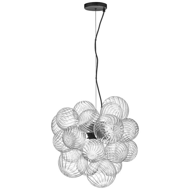 Image 1 Charlize 20" Wide 6 Light Matte Black Pendant With Clear Spiral Glass
