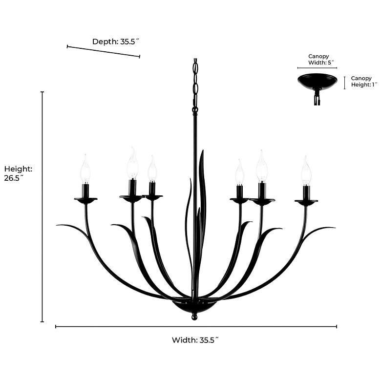 Image 7 Charlize 33.75" Wide 6-Light Chandelier in Matte Black more views