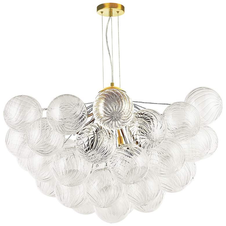 Image 1 Charlize 36" Wide 12-Light Aged Brass Finish Chandelier w/ Glass Shade