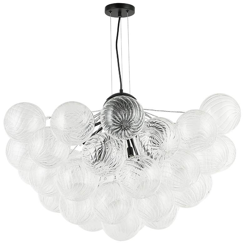 Image 1 Charlize 36" Wide 12-Light Matte Black Finish Chandelier w/ Glass Shade