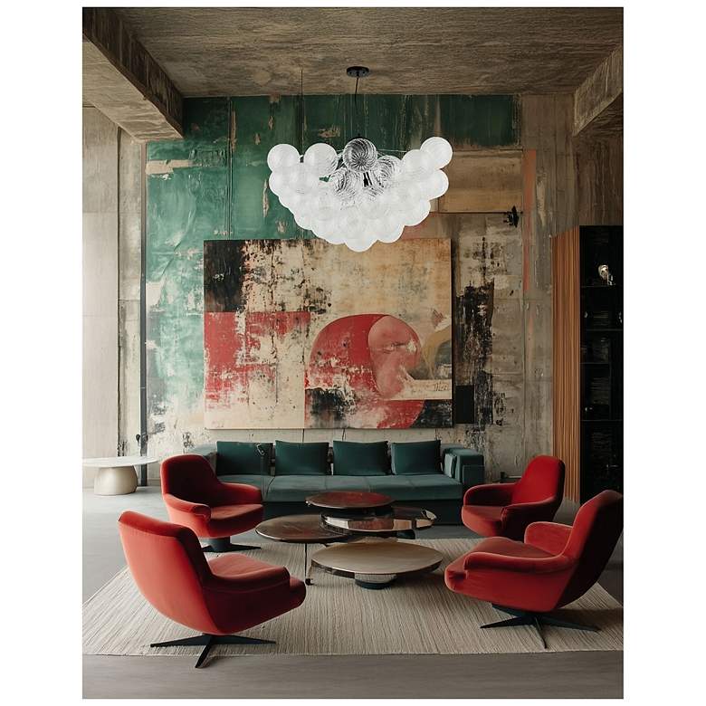 Image 2 Charlize 36" Wide 12-Light Matte Black Finish Chandelier w/ Glass Shade more views