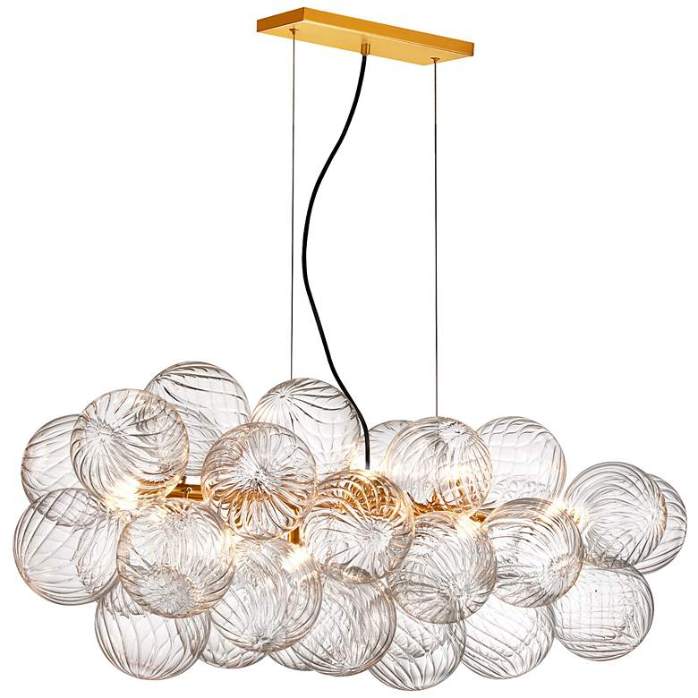 Image 1 Charlize 41"W 10 Light Brass Horizontal Pendant w/ Clear Spiral Glass