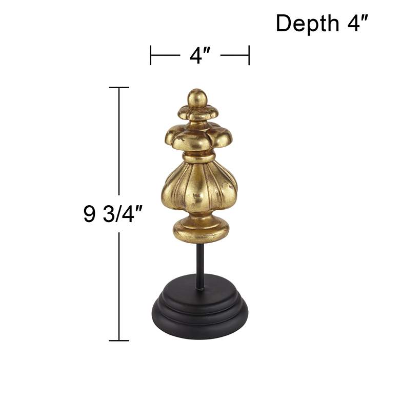 Charlotta 9 3/4 inch High Matte Gold Finish Traditional Finial Statue more views