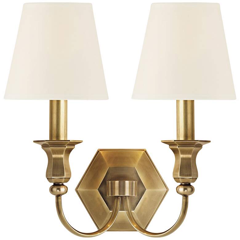 Image 1 Charlotte 14 inch High 2-Light Aged Brass Wall Sconce