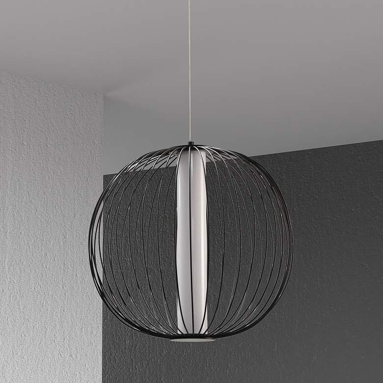 Image 1 Charlotte 17" Wide Matte Black 20W Pendant With White Acrylic Diffuser