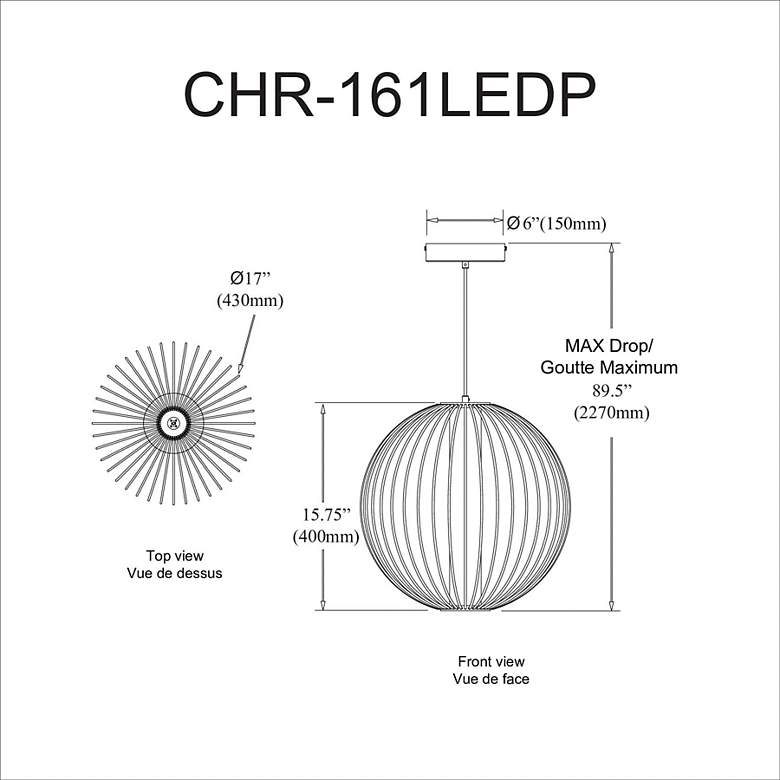 Image 3 Charlotte 17" Wide Matte Black 20W Pendant With White Acrylic Diffuser more views