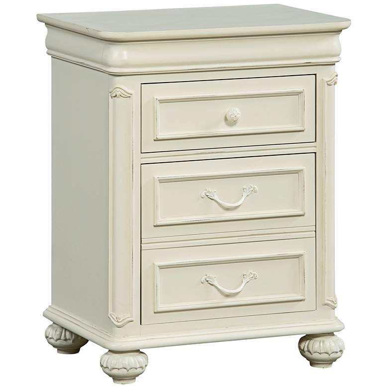 Image 1 Charlotte 22 inch Wide Antique White Wood 2-Drawer Night Stand