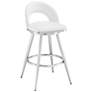 Charlotte 26 in. Swivel Barstool in White Faux Leather, Stainless Steel