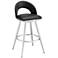 Charlotte 30 in. Swivel Barstool in Black Faux Leather, Stainless Steel