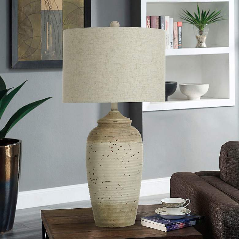 Image 1 Charlotte 32" High Taupe Speckled Polyresin Table Lamp