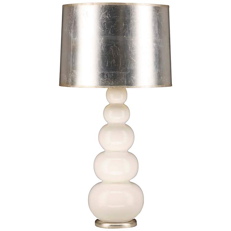 Image 2 Charlotte 33 inch White Glaze Ceramic Table Lamp with Silver Shade