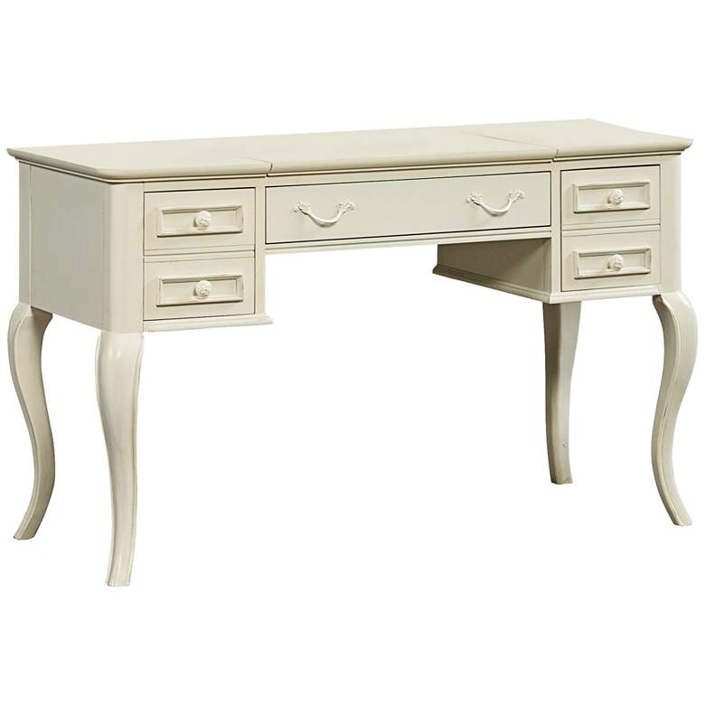 Image 1 Charlotte 50 inch Wide Antique White Wood 3-Drawer Desk