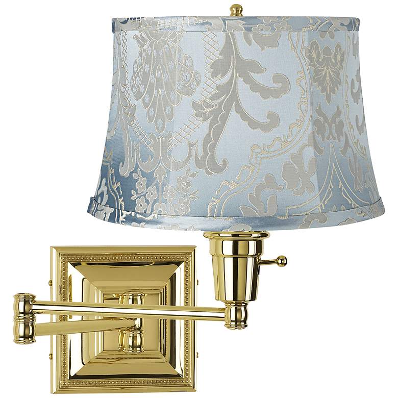 Image 1 Charlotte Chipley Blue Brass Beaded Swing Arm Wall Lamp
