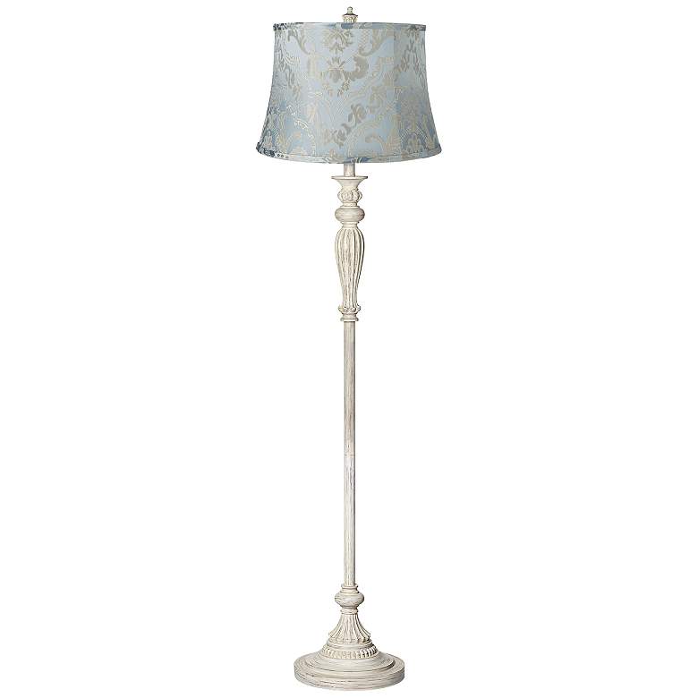 Image 1 Charlotte Chipley Blue Shade Antique White Floor Lamp