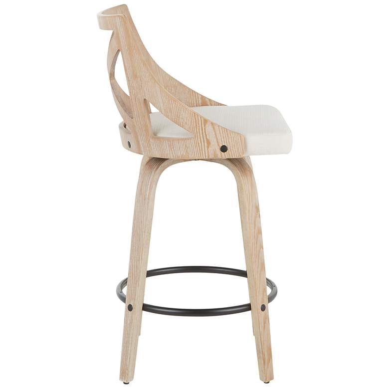 Image 3 Charlotte Counter Stool Cream Fabric by LumiSource Pair more views