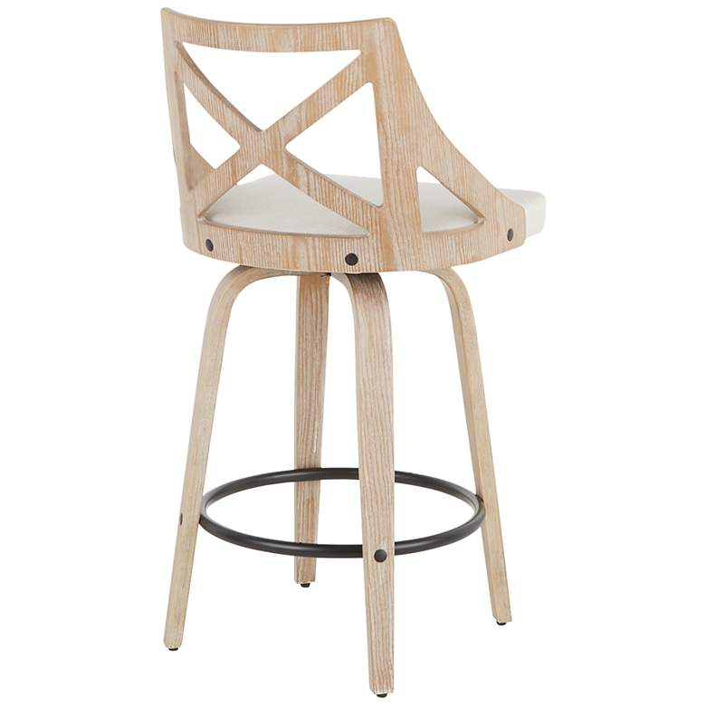Image 4 Charlotte Counter Stool Cream Fabric by LumiSource Pair more views