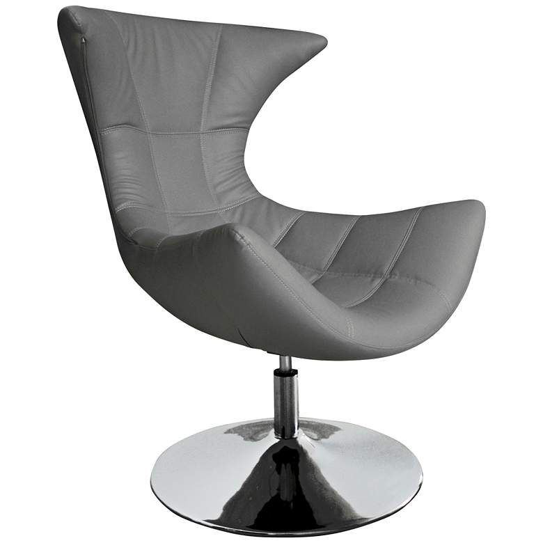 Image 1 Charlotte Gray Faux Leather High-Back Swivel Chair