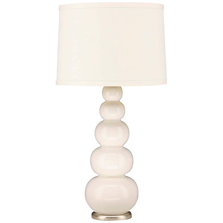 Image 2 Charlotte White Glaze Ceramic Table Lamp with Cream Shade