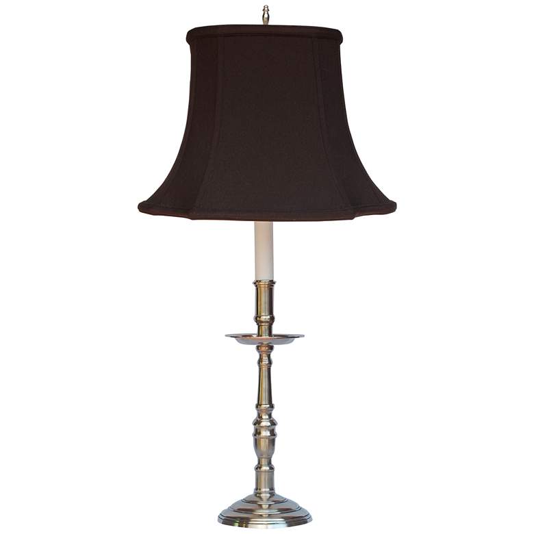 Image 1 Charlottesville Pewter Candlestick Table Lamp with Black Shade