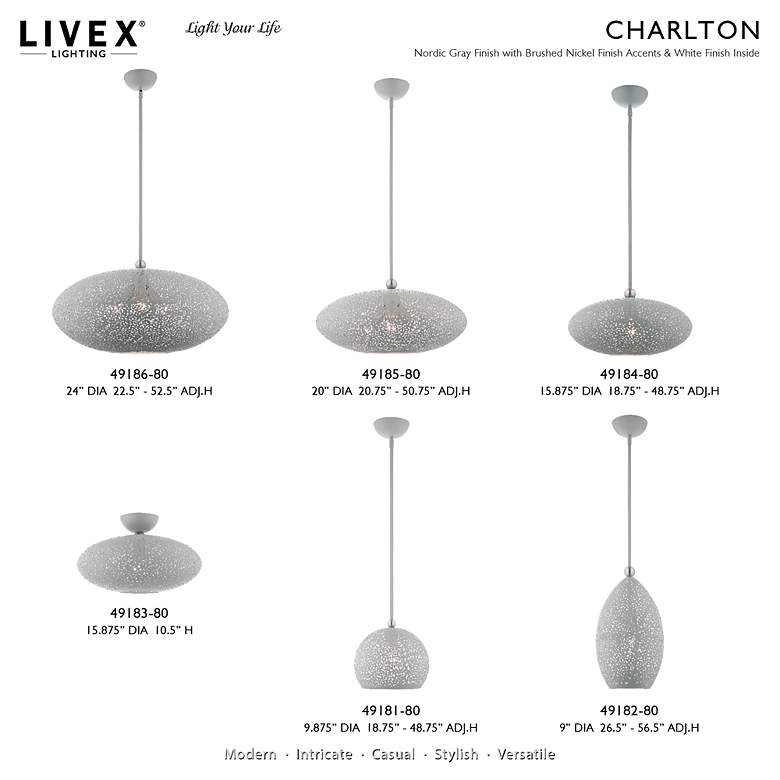 Image 3 Charlton 1 Light Nordic Gray Semi Flush Mount more views