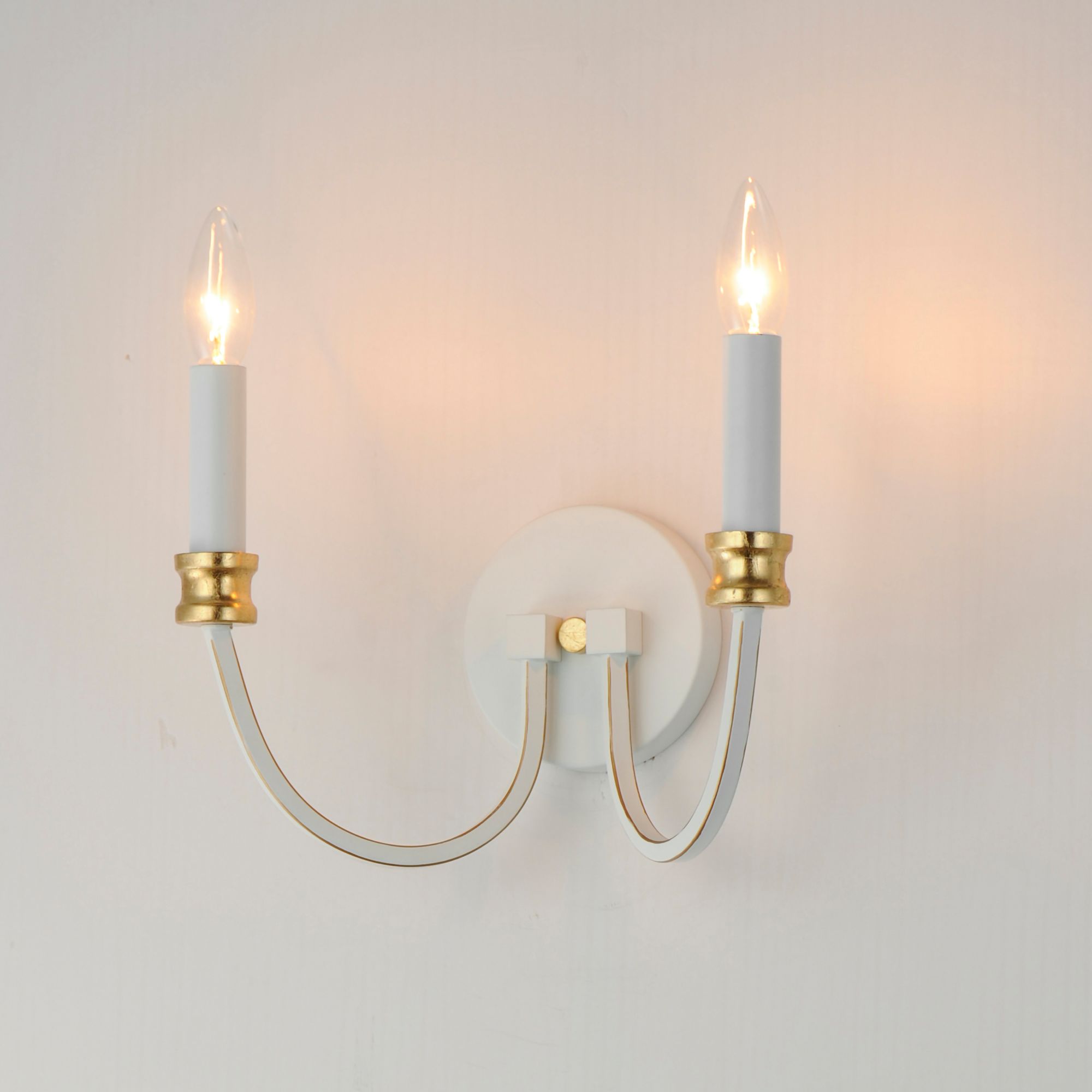 Image 4 Charlton 2-Light Wall Sconce Weathered White/Gold Leaf more views