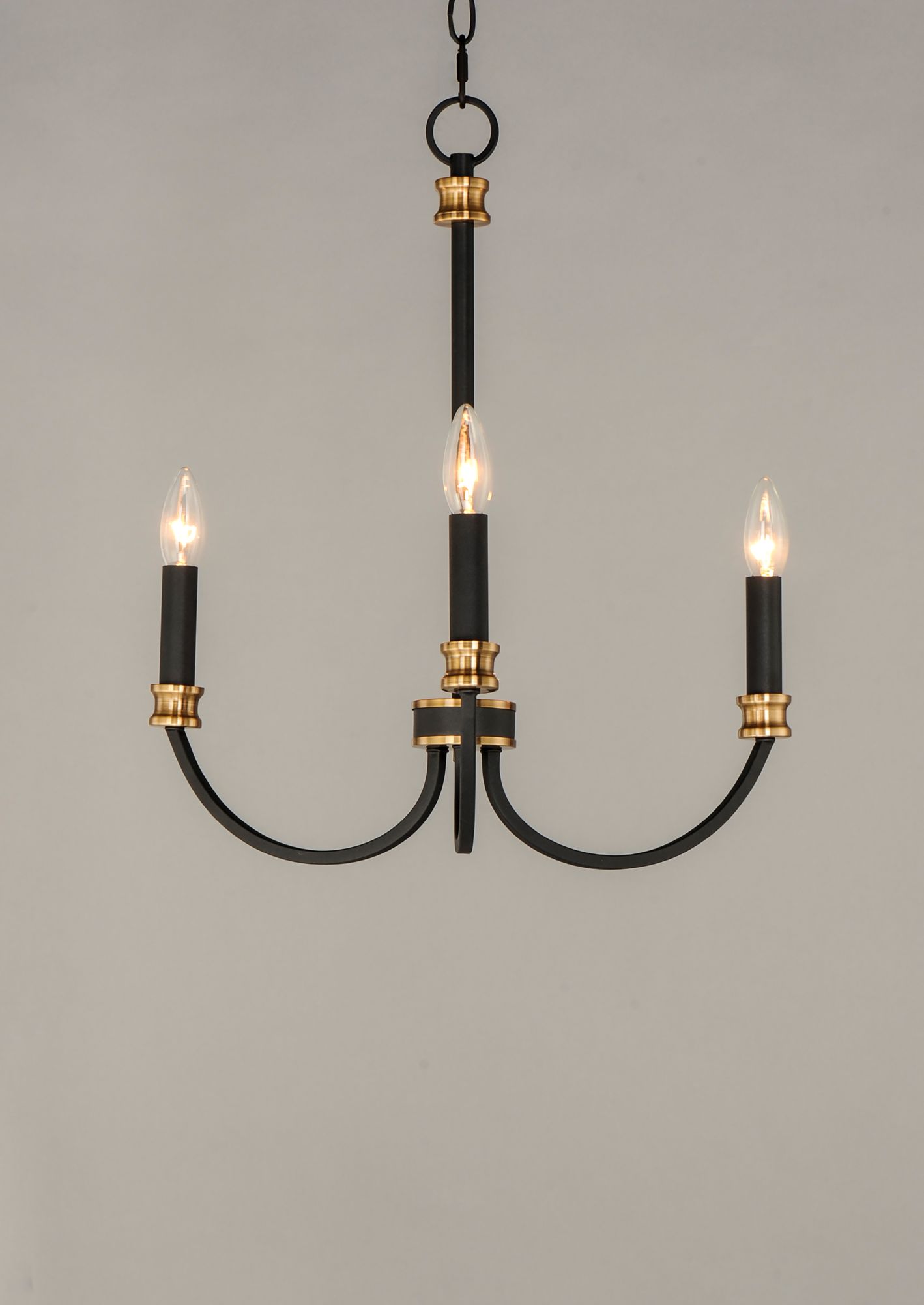 Image 2 Charlton 3-Light 20" Wide Chandelier - Black / Antique Brass more views