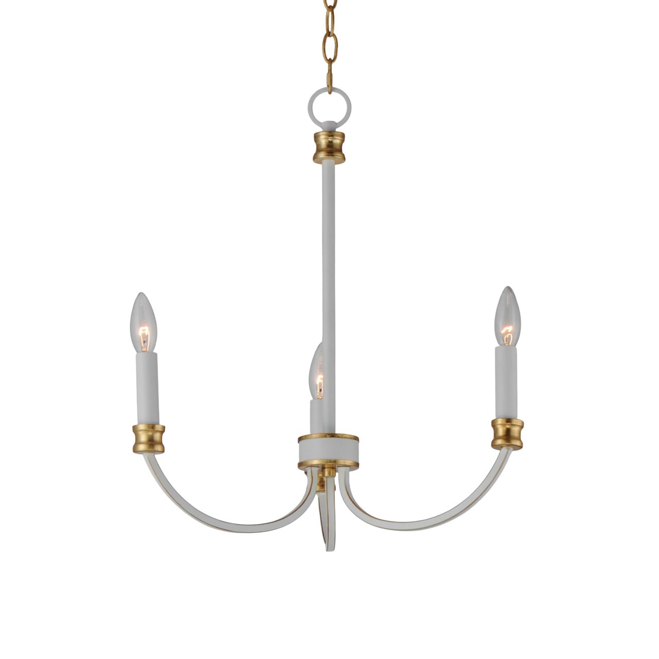 Image 2 Charlton 3-Light Chandelier Weathered White/Gold Leaf more views