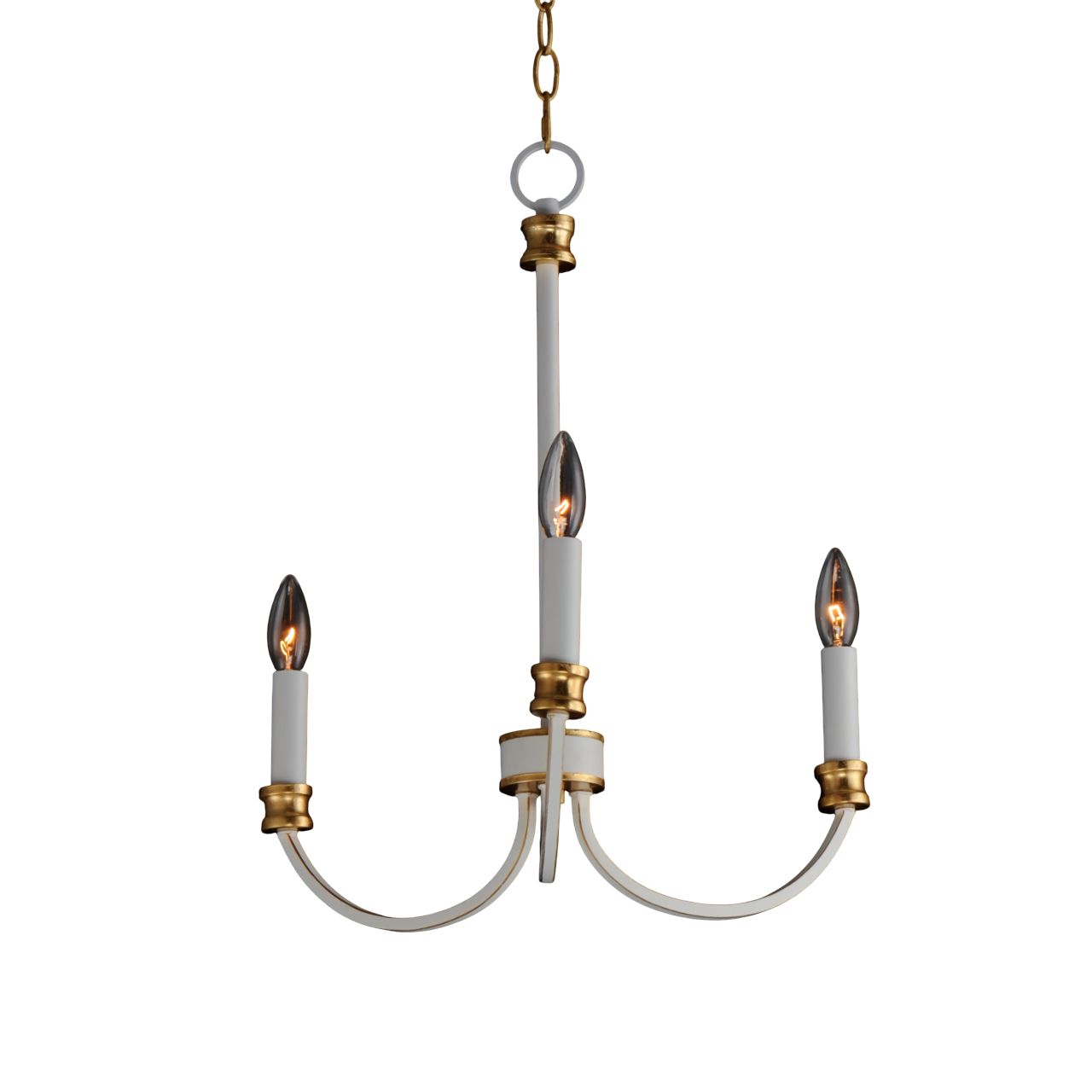 Image 4 Charlton 3-Light Chandelier Weathered White/Gold Leaf more views
