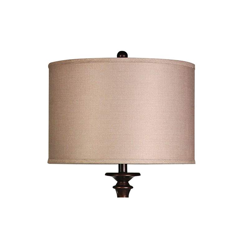 Image 3 Charlton 61" Bronze Floor Lamp with Taupe Hardback Silk Shade more views