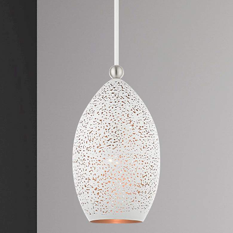 Image 1 Charlton 9" Wide White Brushed Nickel Mini Pendant