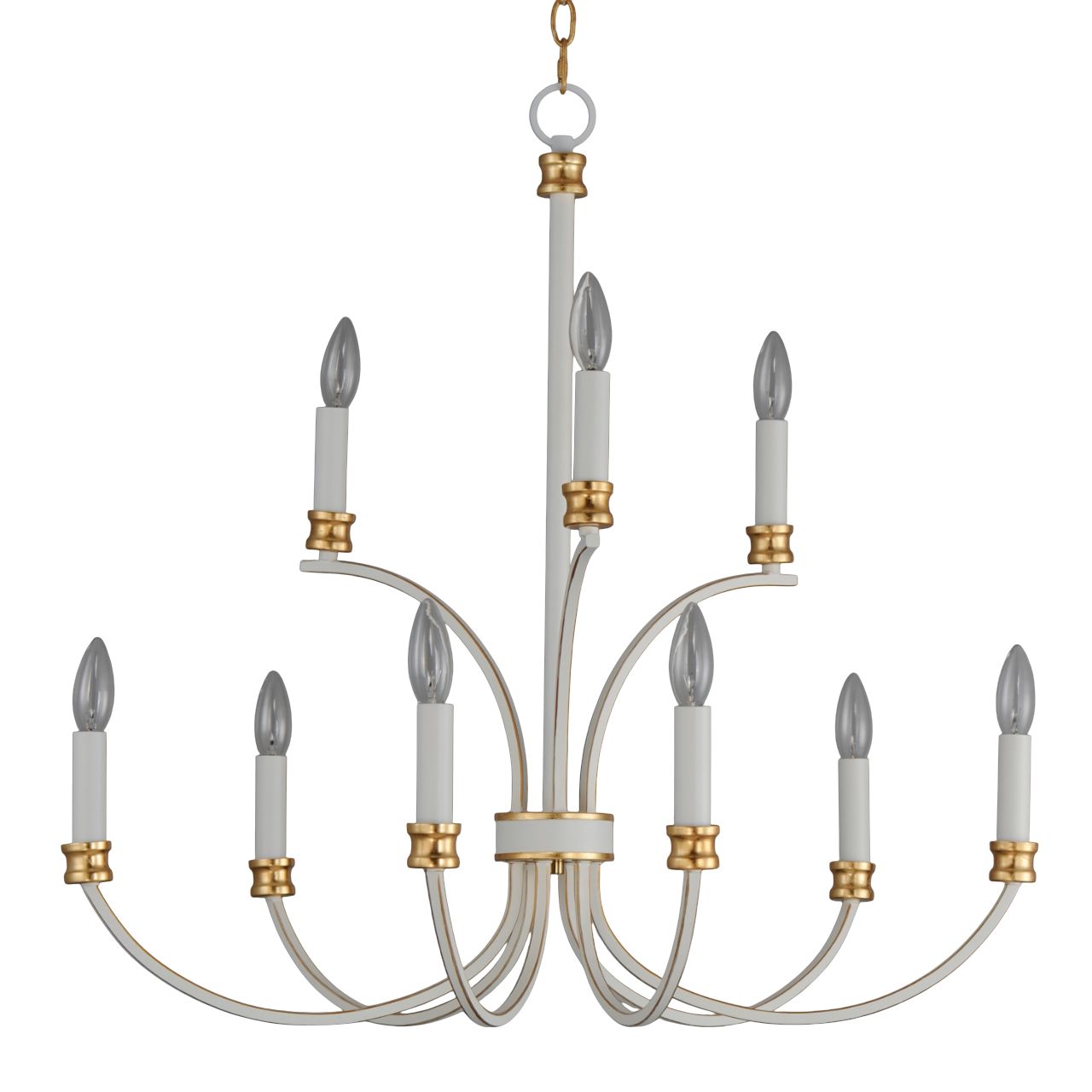 Image 2 Charlton 9-Light Chandelier Weathered White/Gold Leaf more views