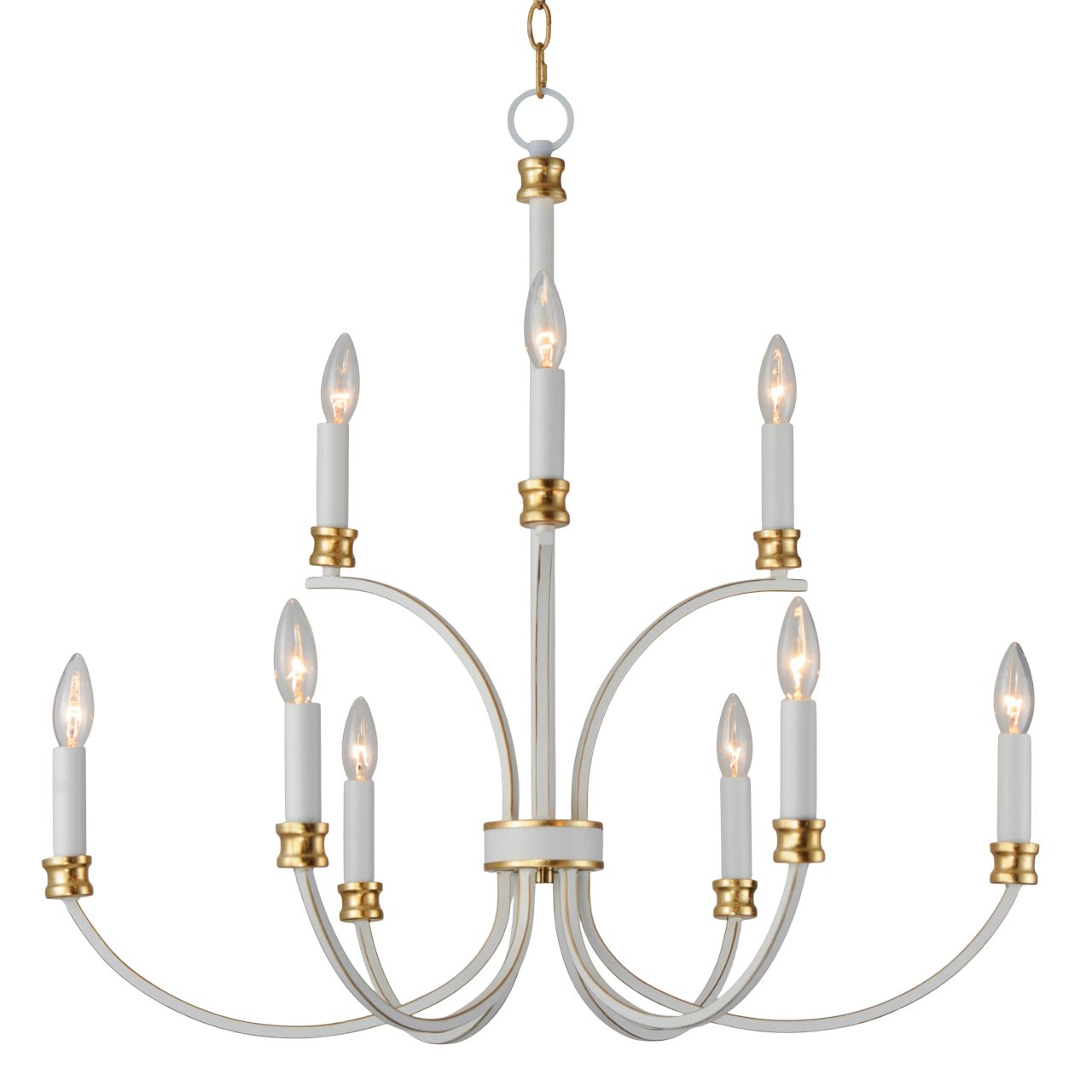 Image 3 Charlton 9-Light Chandelier Weathered White/Gold Leaf more views