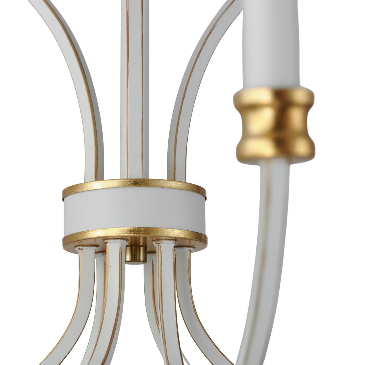 Image 4 Charlton 9-Light Chandelier Weathered White/Gold Leaf more views