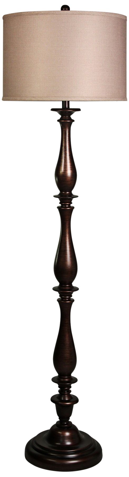 Charlton Bronze Floor Lamp with Taupe Hardback Silk Shade 58R95