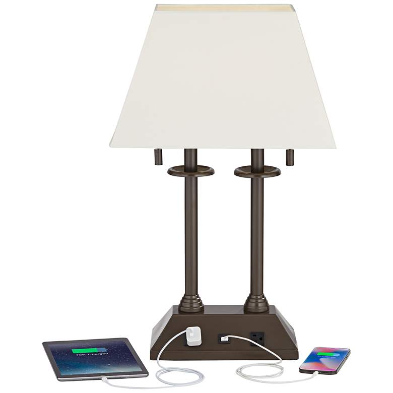 Charlton Bronze Workstation Desk Lamp with Outlets and USB more views