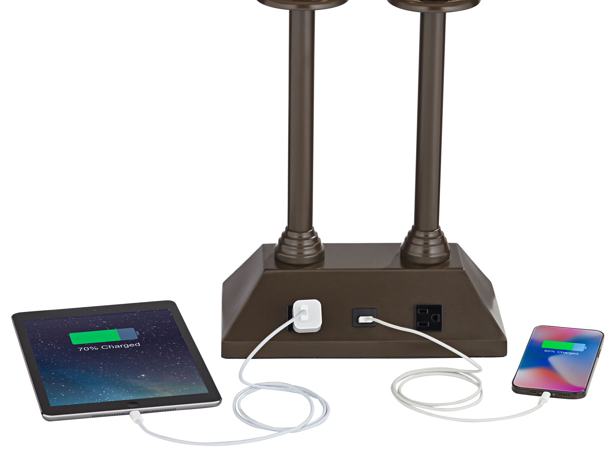 Charlton Bronze Workstation Desk Lamp with Outlets and USB 1R525